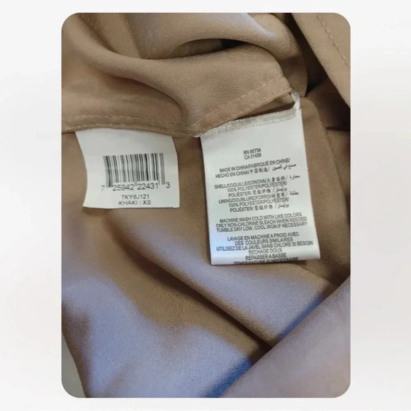 BCBGMaxAzria Margie Khaki Rouched Mini Tie Dress Size XS - Picture 7 of 12